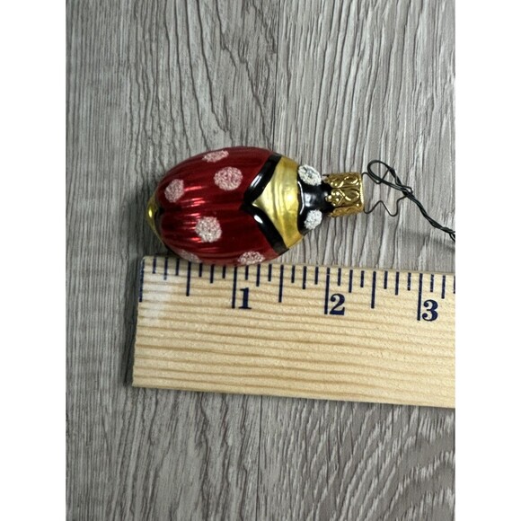 Vintage Glass Ladybug Christmas Ornament Insect Bug West Germany - Picture 6 of 6